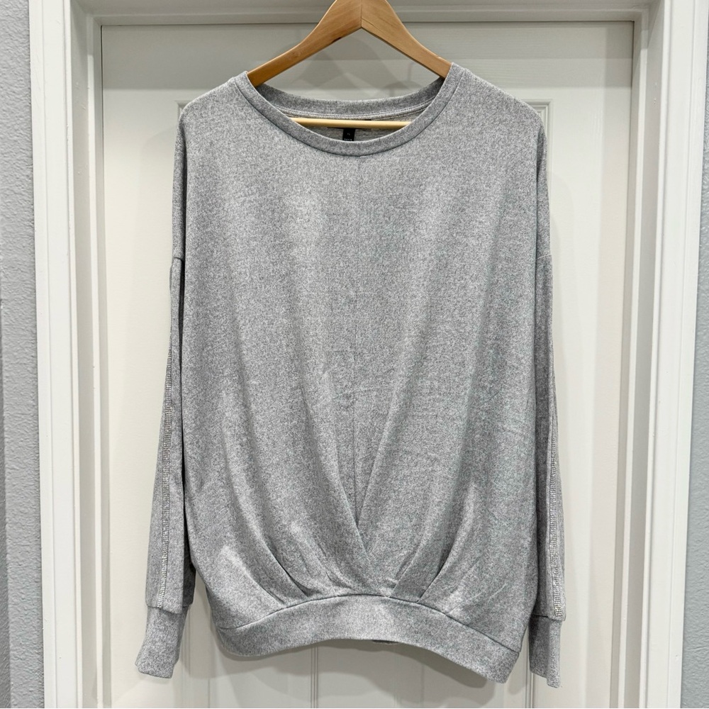 Como Black Grey Embellished Sleeve Sweater